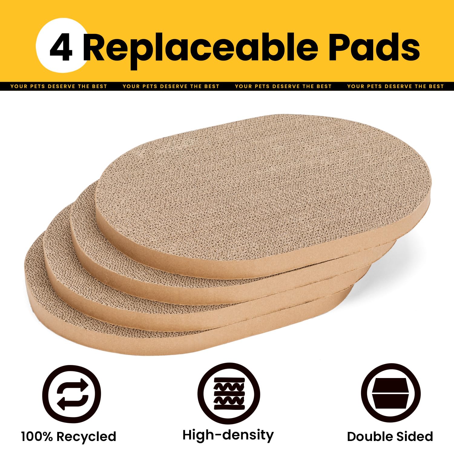 Conlun Cat Scratcher Box With 4 Cat Scratching Board Reversible Scratch Pad, Heavy Duty Corrugated Cardboard Pet Bed Lounger Kit
